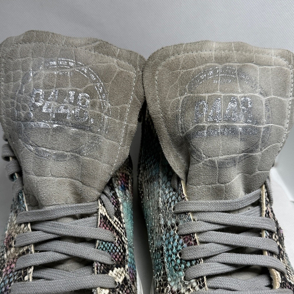 P448 Star Snakeskin Embossed & Grey Suede Hidden Heel High Top Sneaker Sz EU 38 - Picture 7 of 16